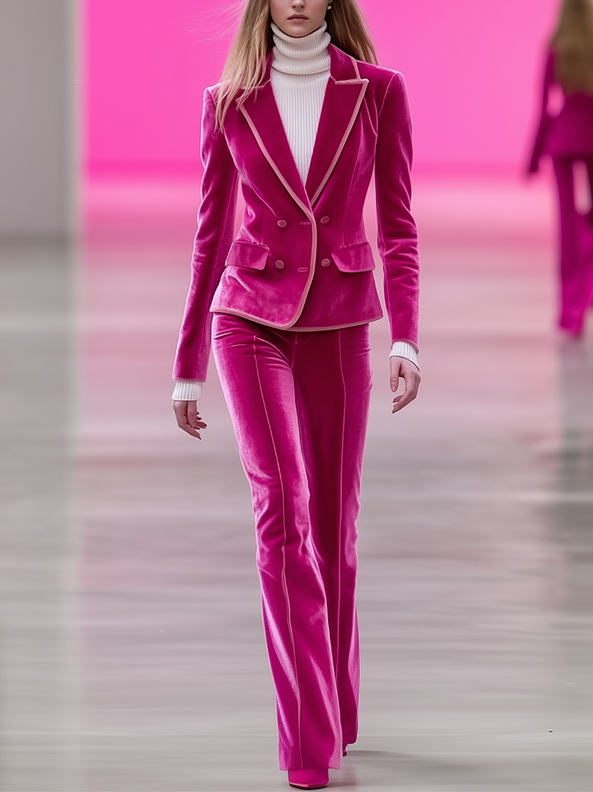 Shipping Barbie Pink Velvet Suit With Light Pink Trimmed