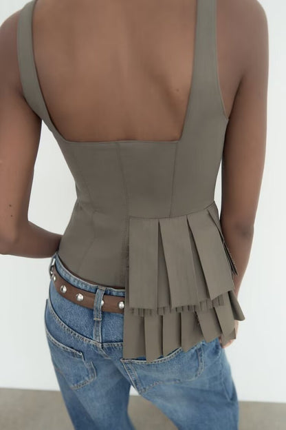Laminated Decoration Windbreaker Fabric Slimming Camisole