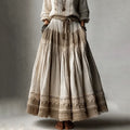 Vintage Lace Embroidered Art Linen Blend Skirt elevenforest