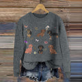 Comstylish Women's The Dachshund And Floral Art Cozy Sweater