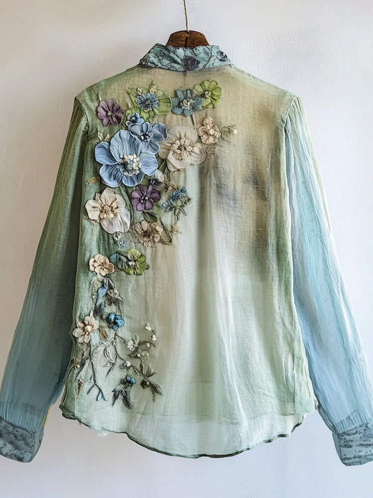Forest Floral Lace Art Women's Long Sleeve Blouse elevenforest