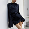 Comstylish Elegant French Pleated Satin Mini Dress