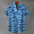 Japanese-style Ocean Pattern Art Print Casual Shirt elevenforest