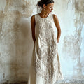 Vintage Floral Art Linen Comfy Tank Dress elevenforest