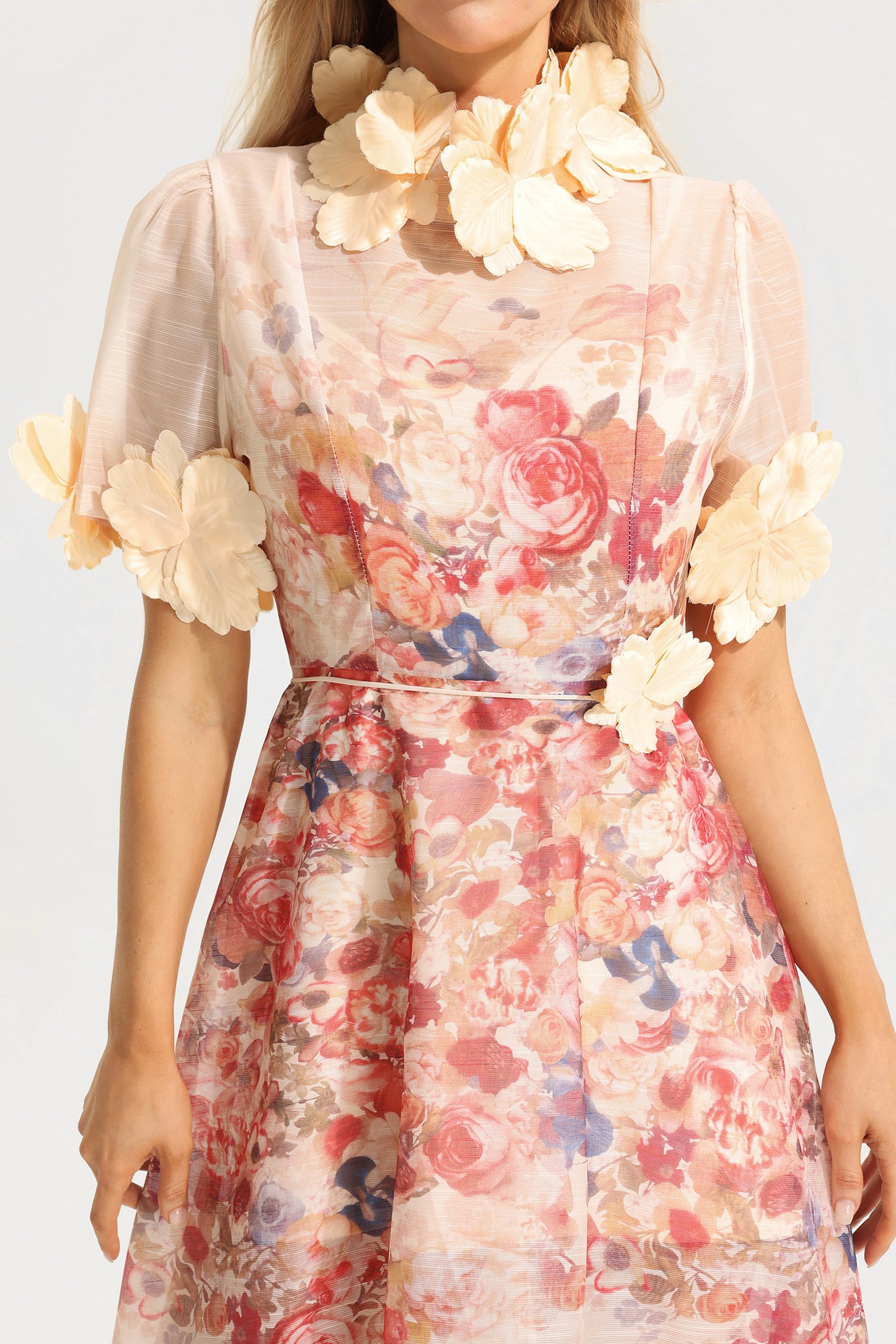 Round Neck Lace Up Short Sleeve Midi Dress