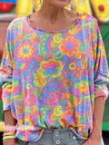 Women's Flower Power Rainbow Print T-Shirt