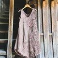 Vintage Flowers Art Pattern Linen Midi Dress elevenforest