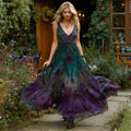 Women's Vintage Floral Embroidery Gradient Pattern Sleeveless Dress elevenforest