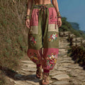 Women's Casual Retro Bohemian Embroidered Floral Print Pants elevenforest