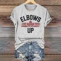 Women’s Retro Canada Elbows Up Print Casual T Shirt elevenforest