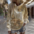 Women's Vintage Rose Embroidery Art Casual Hooded elevenforest
