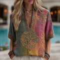 Vintage Viking Tree Of Life Embroidered Gradient Linen Tunic elevenforest