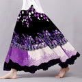 Vintage Lavender Gradient Lace Art Embroidered Pattern Flowy Wide Skirt elevenforest