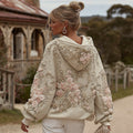 Women's Retro Sparkling Rose Art Print Casual Hoodie elevenforest