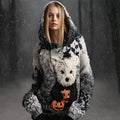 Comstylish Halloween Cairn Terrier Dog & Pumpkin Art Women's Hooded Sweater