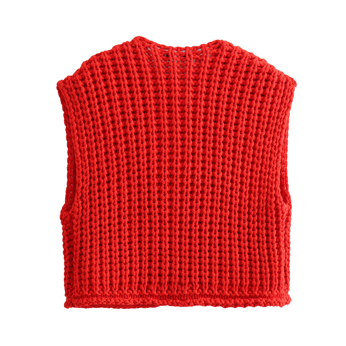 Large Buttons Color Knit Vest Cardigan