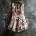 Women's Cherry Blossom Embroidery Lace Art Linen Tank elevenforest