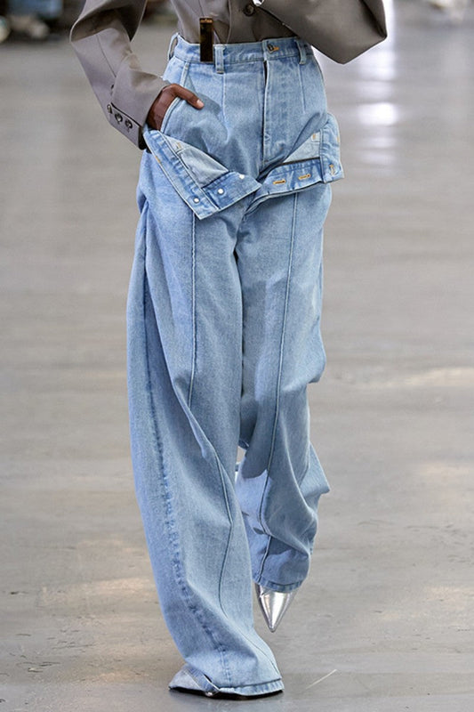 Patchwork Regular Denim Jeans