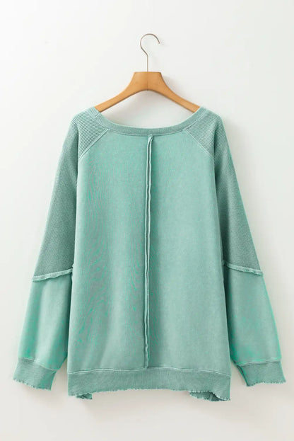 Mineral Blue Patchwork Frilled Sweatshirt
