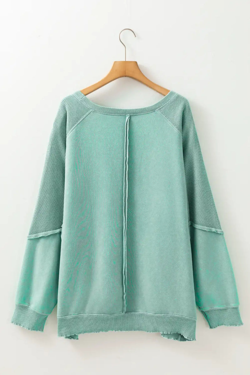 Mineral Blue Patchwork Frilled Sweatshirt