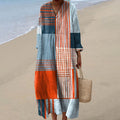 Women's Vintage Geometric Art Print Cotton Dress elevenforest