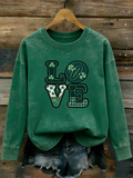 Comstylish St. Patrick's Day Shamrock Pattern Leisure Round Neck Long Sleeve T-shirt