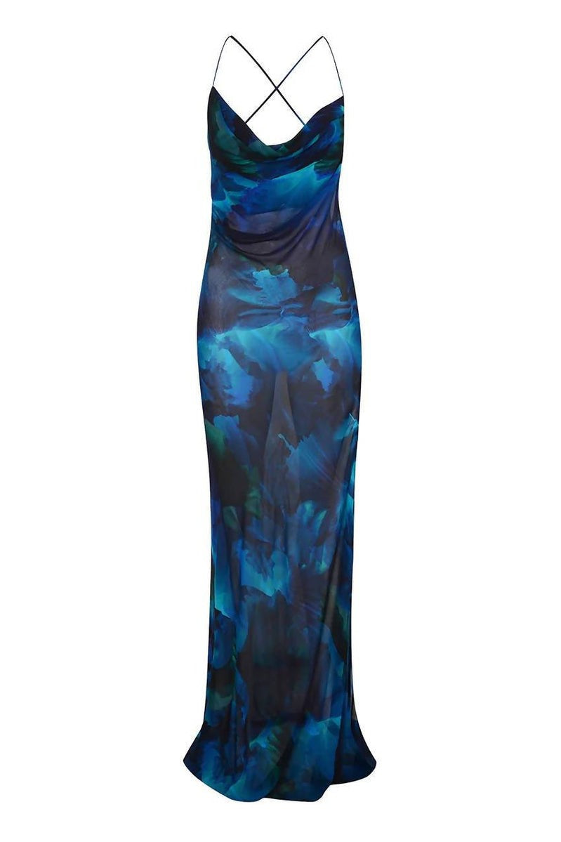 Printed Slit Cami Maxi Dress
