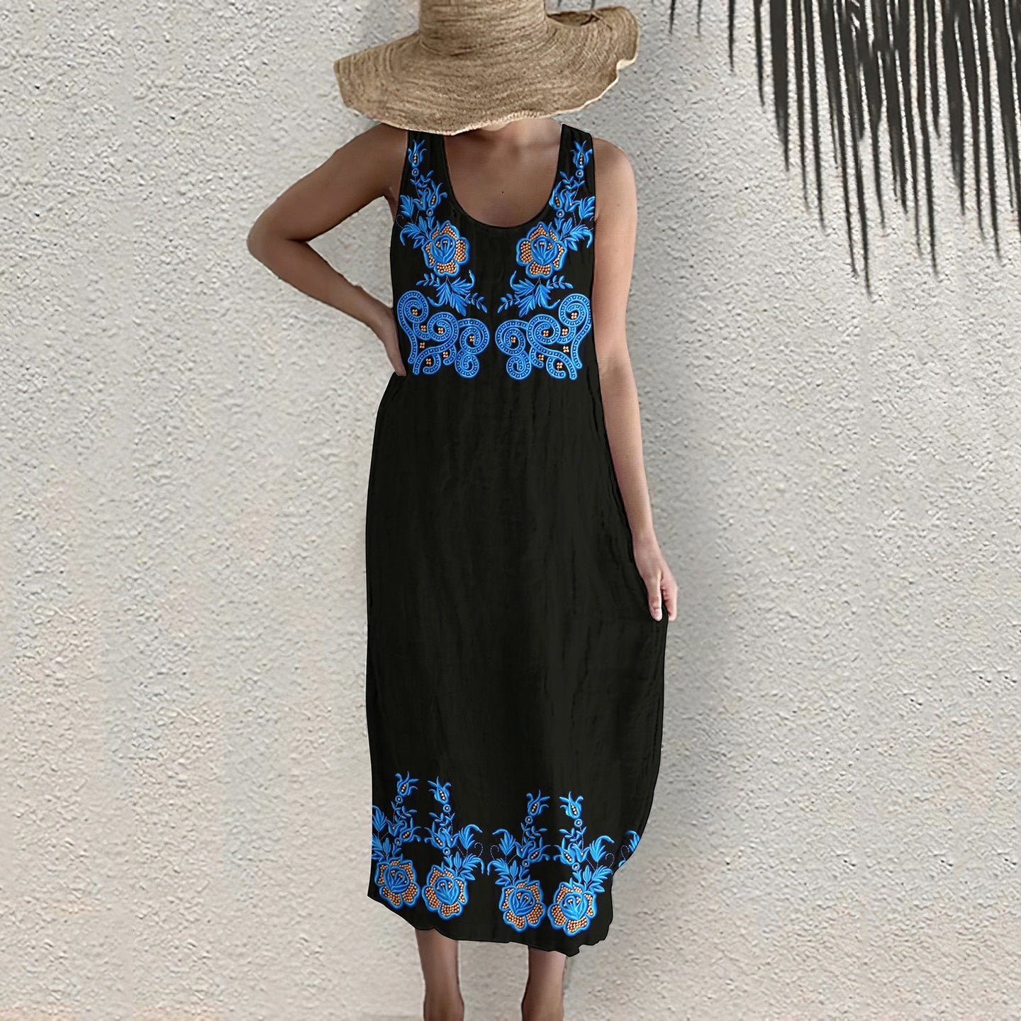 Women'S Ethnic Pattern Sleeveless Dress elevenforest