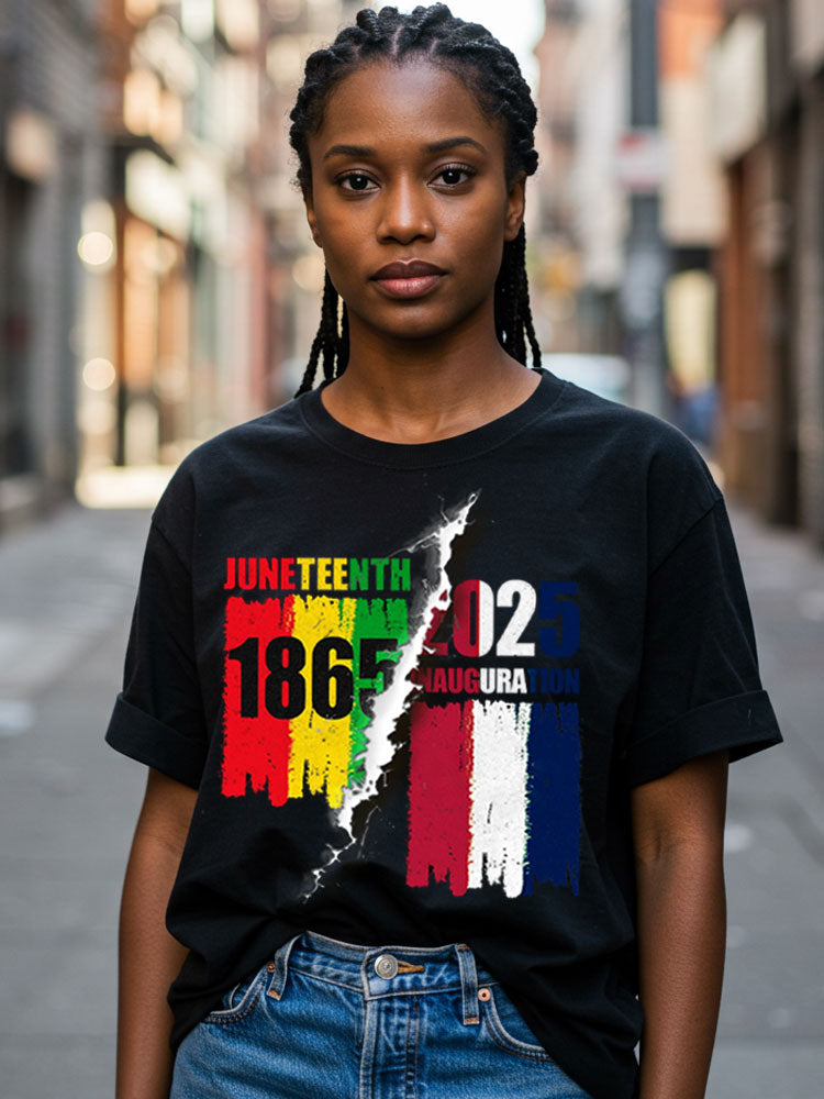 Comstylish Women's Juneteenth1865&inauguration2025 Printed Casual T-shirt