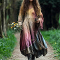 Women's Vintage Gradient Patchwork Comfy Midi Dress elevenforest