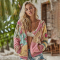 Women's Vintage Floral Patchwork Cozy Warm Zipper Hoodie elevenforest