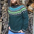 Vintage Green Icelandic Knit Crew Neck Sweater elevenforest