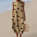 Comstylish Women's Retro Cute Dachshund Art Print Sleeveless Dress