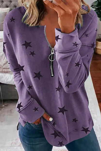 The Stars Patchwork Zipper Collar Hoodies(8 Colors)