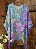 Women's Retro Flowers Print Short Sleeve Top elevenforest