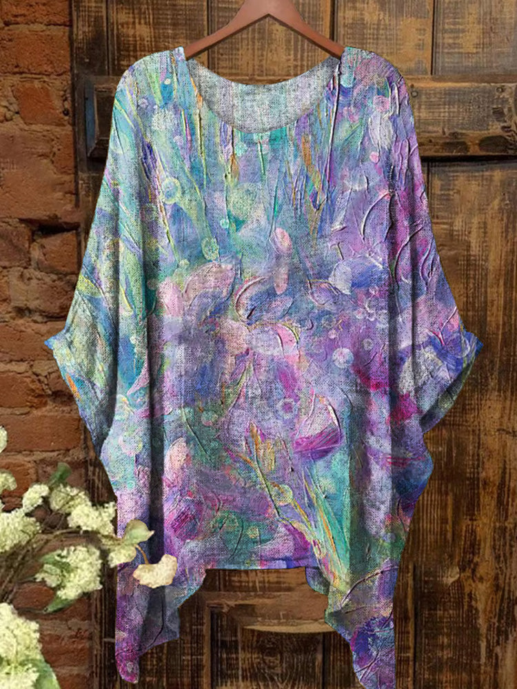Women's Retro Flowers Print Short Sleeve Top elevenforest