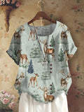 Women's Retro Forest Animal Print Shirt elevenforest