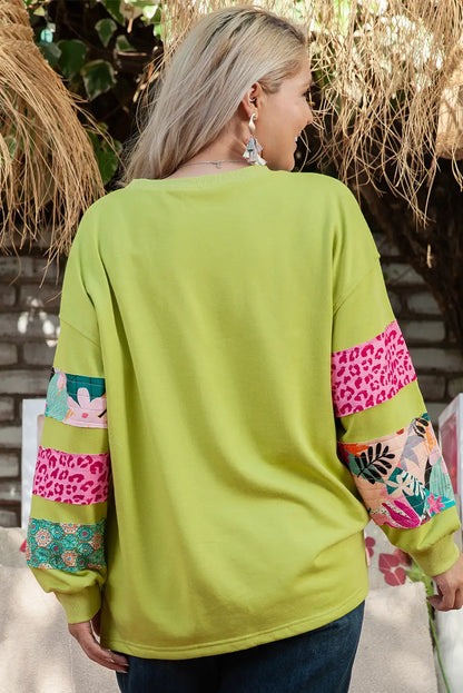 Fresh Green Patchwork Sweatshirt