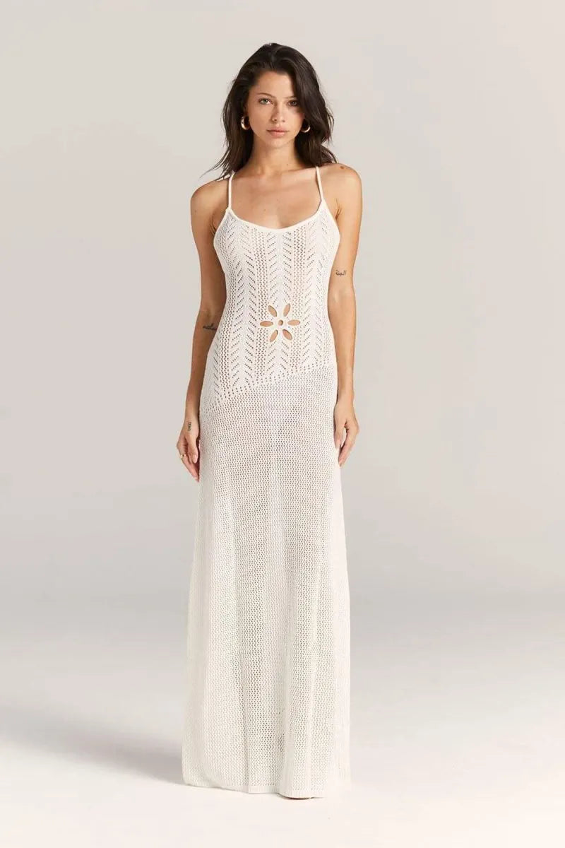 Marjorie Flower Cut-out Crochet Maxi Dress