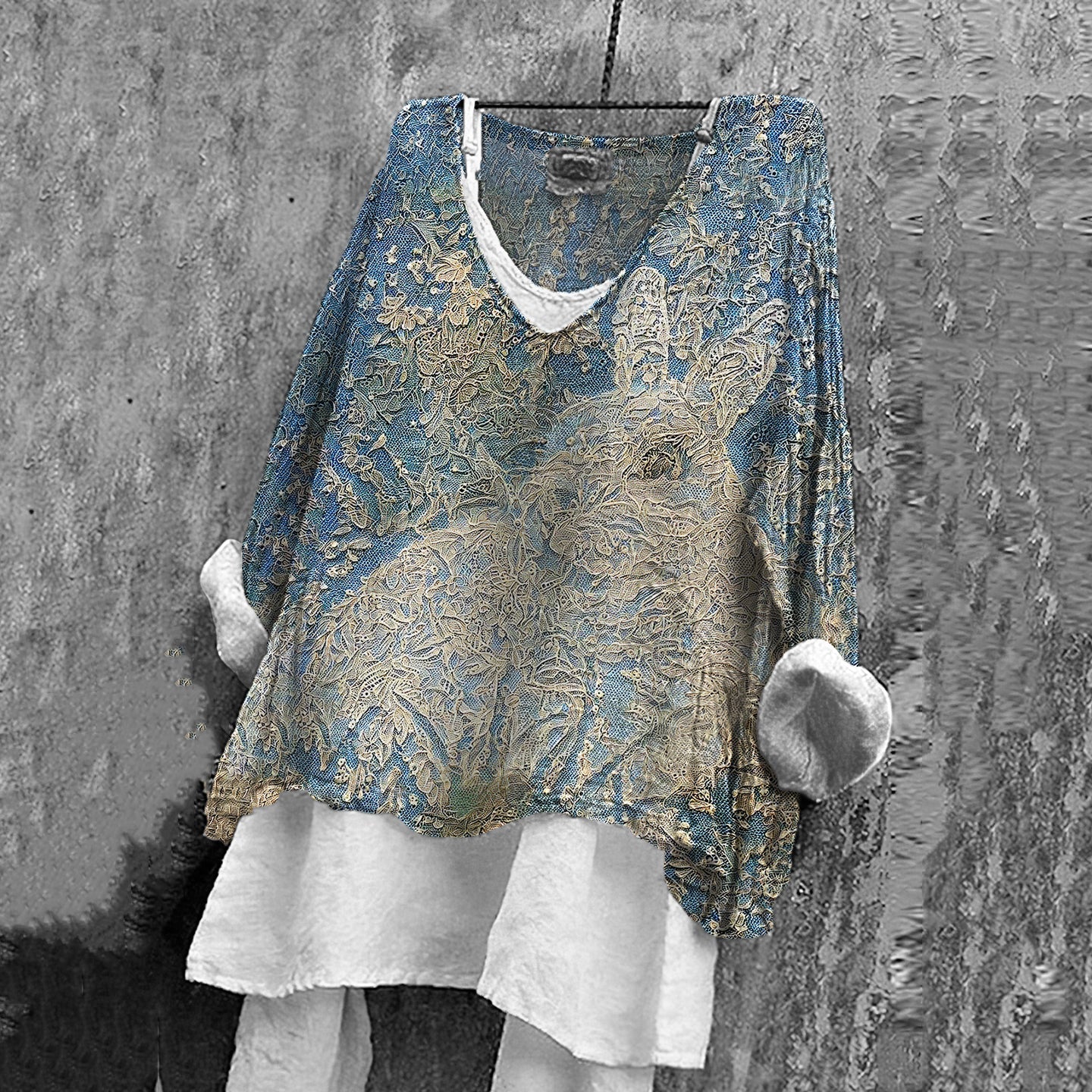 Vintage Fantasy Lace Bunny  Art Pattern Linen Blend Tunic elevenforest