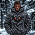 Men's Dragon Viking Celtic Chunky Knit Hooded Sweater elevenforest