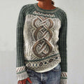 Women's Contrast Celtic Knot Irish Shamrock Sweater elevenforest