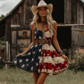 Women's Retro Flag Design Casual Midi Dress elevenforest