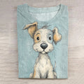 Comstylish Women's Cute Dog Art Vintage Washed T Shirt