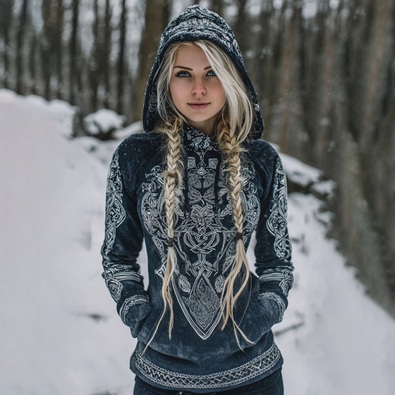 Comstylish Retro Viking-style Patterned Comfortable Knit Sweater Dress