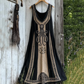 Vintage Viking Cthulu Celtic Art Contrasting Colors Linen Tank Dress elevenforest