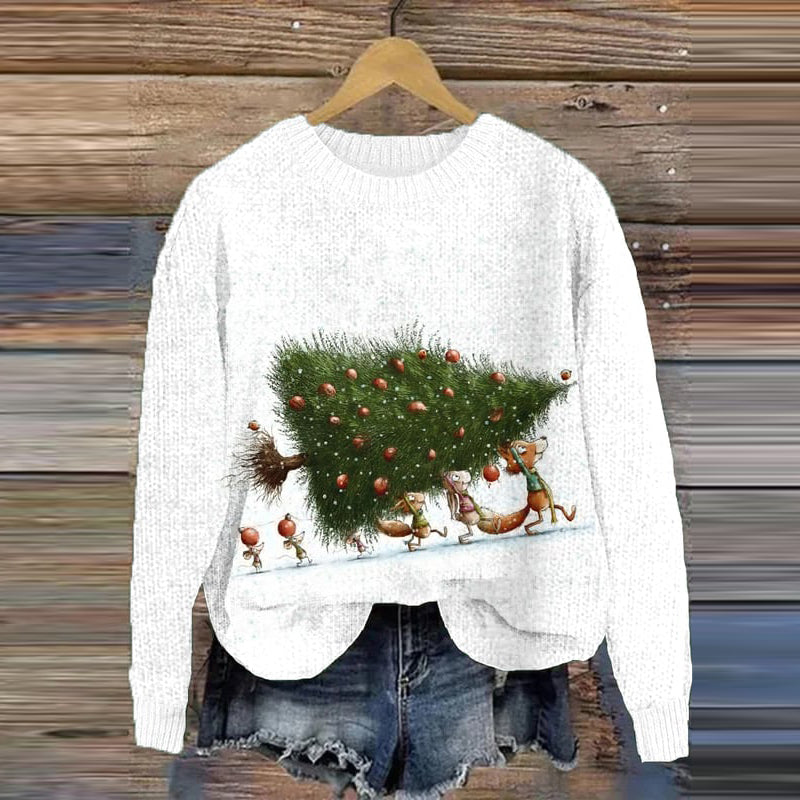 Women's Funny Christmas Christmas Tree Knitted Sweater artswardrobe