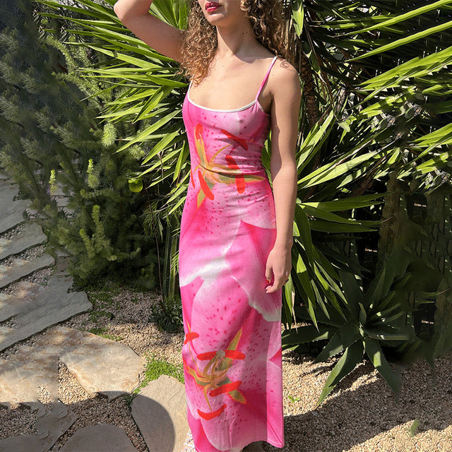 Taruxy Print Beach Vacation Maxi Dress ’s Backless Strapless Summer Female Party Dress Slim Suspender Clothes