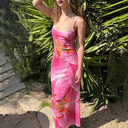 Taruxy Print Beach Vacation Maxi Dress ’s Backless Strapless Summer Female Party Dress Slim Suspender Clothes