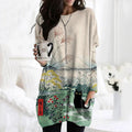 Comstylish Flowers & Black Cat Art Casual Tunic
